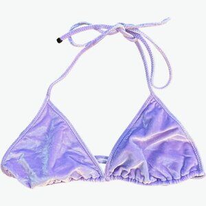 Triangl Lavender Purple Velvet Bikini Bathing Suit Top Size L